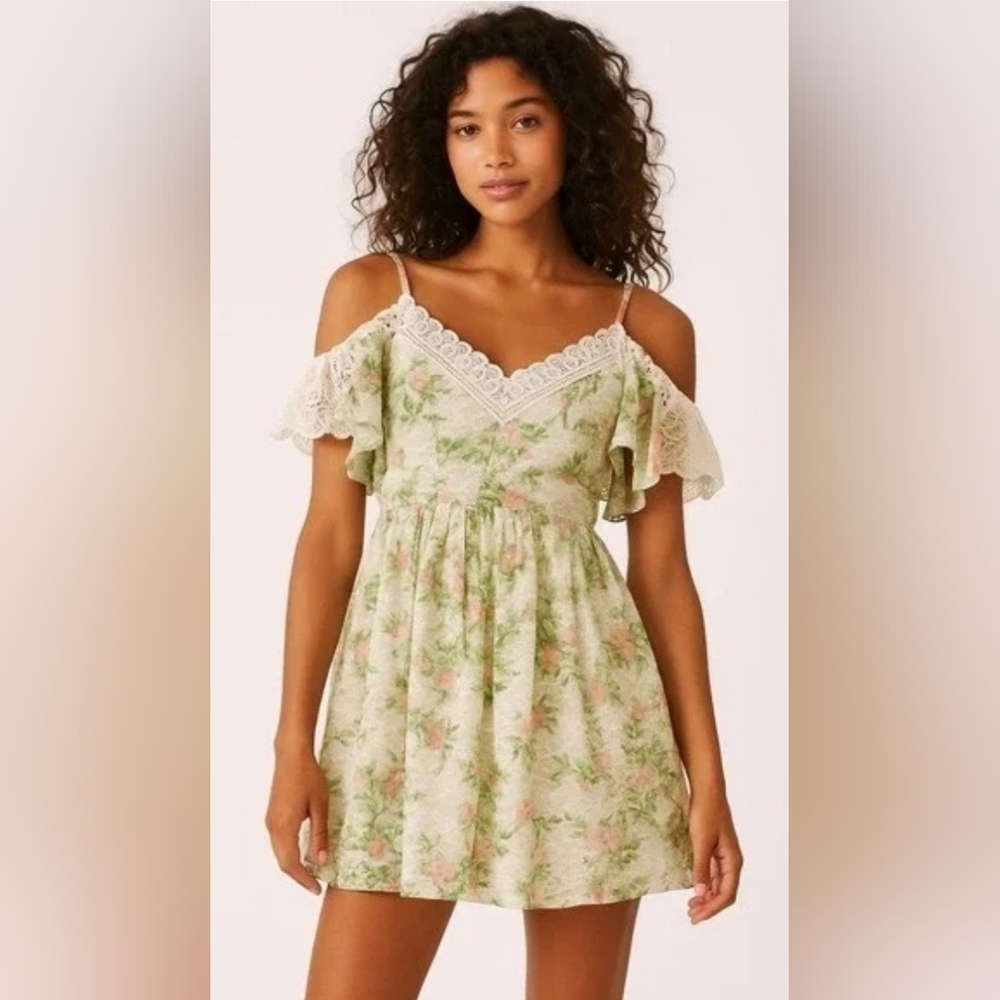 Disney Princess Tiana Lace Dress Size S Floral Sheer Fit Flare Romantic Mini